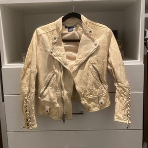 Ralph Lauren off white motorcycle jacket with laces